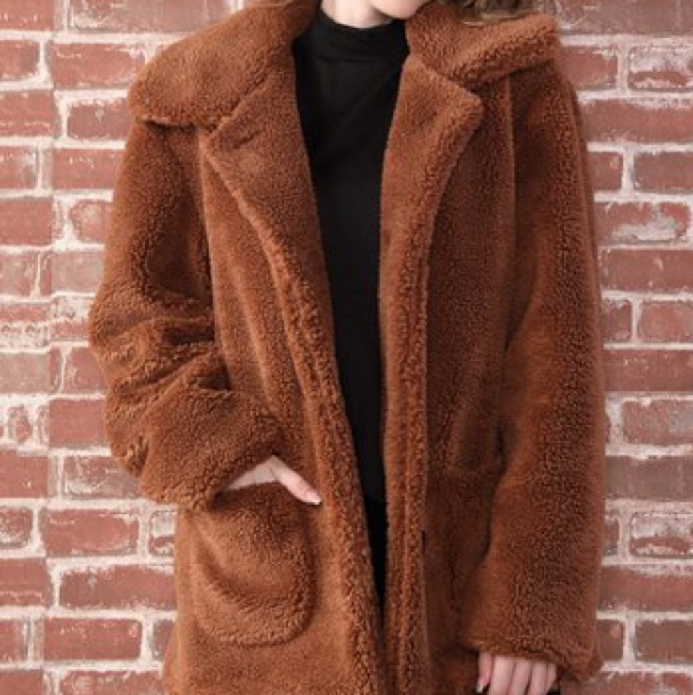 Zulily 3X sherpa brown fur-lined coat